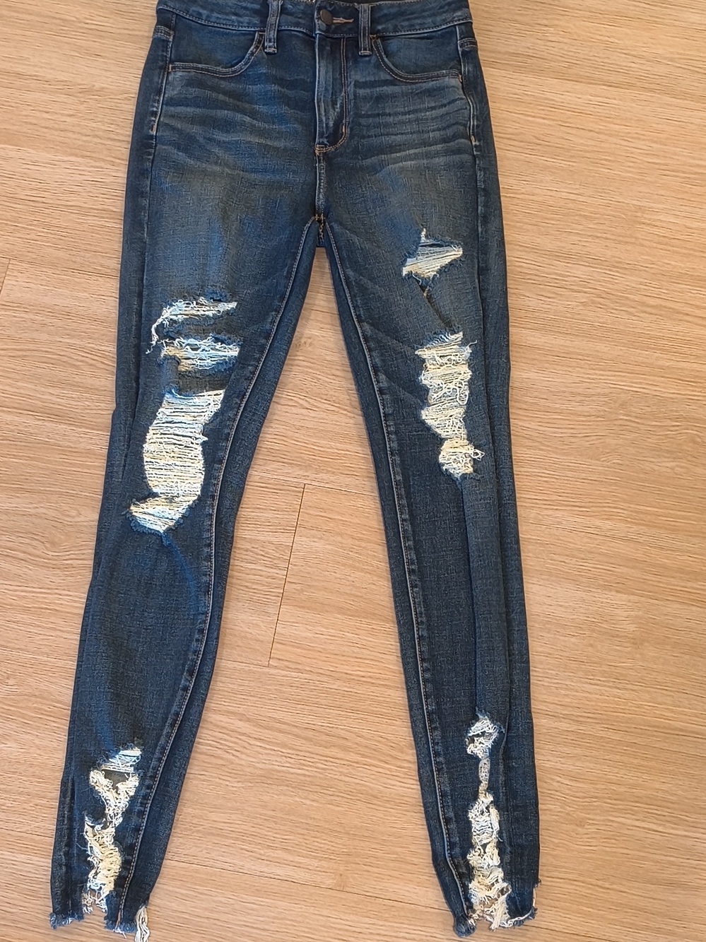 Women's Dark Blue Ripped Skinny Jeans